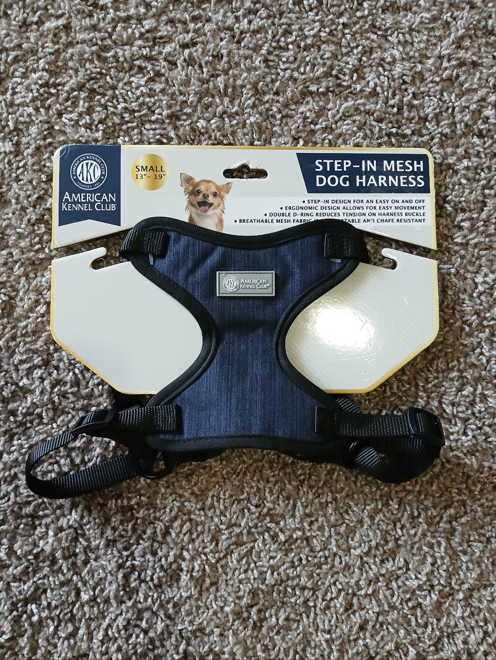 American Kennel Club Small Step In Mesh Dog Harness | Navy Blue